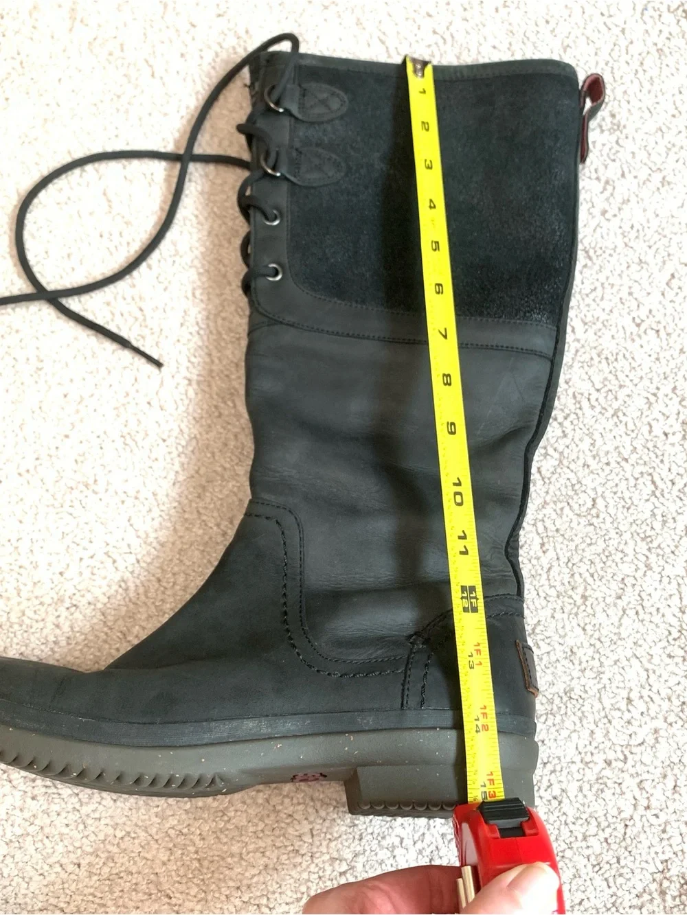 UGG Women's Size 8.5 Elsa Black Waterproof Tall Leather Boots 1008438